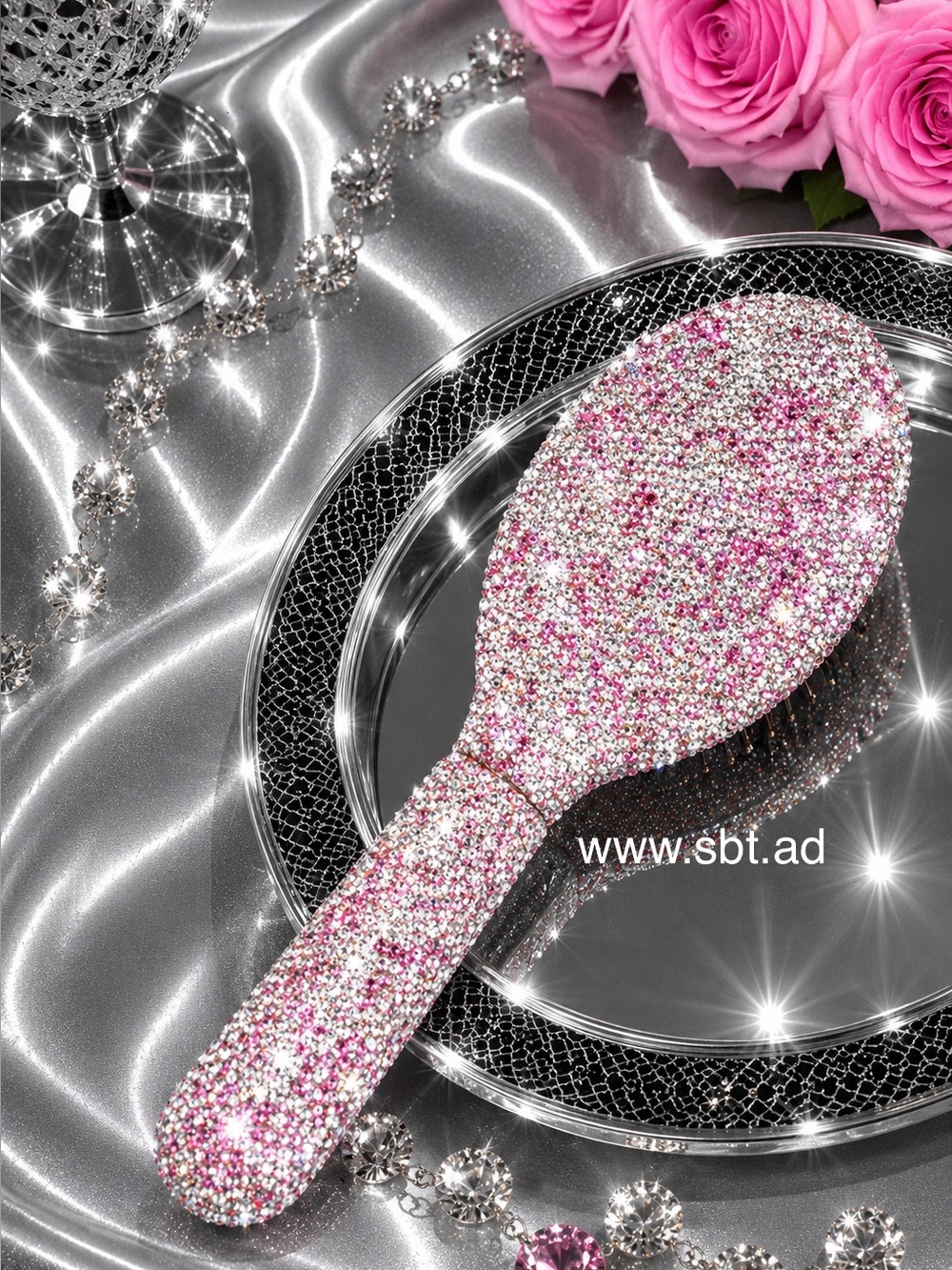 NWT Rhinestone Hair Brush Sparkling Bling Swarovski Crystal +Gift - Picture 9 of 10